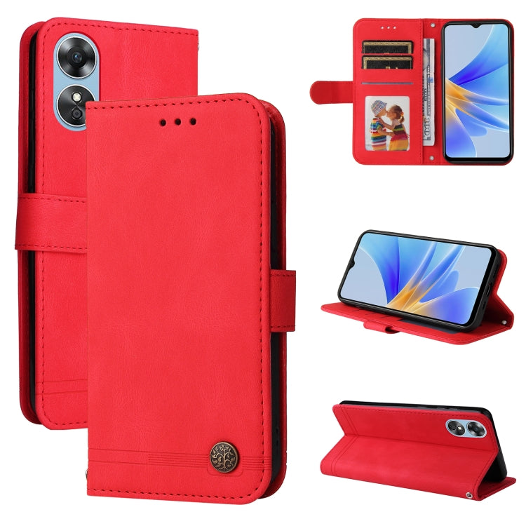 Custodia per telefono in pelle con bottone in metallo con albero della vita Skin Feel, For Huawei nova Y70 / Y70 Plus / Enjoy 50, For Huawei nova Y90 / Enjoy 50 Pro, For Honor X8 5G / X6, For OPPO A17