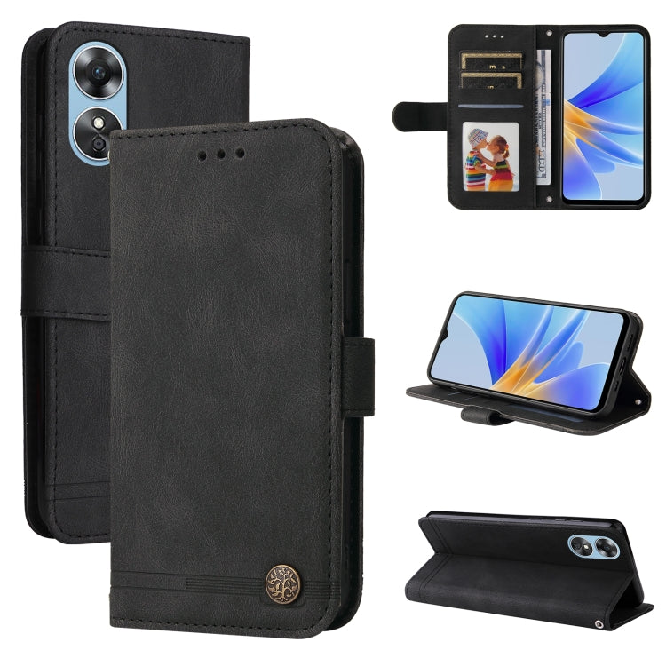 Custodia per telefono in pelle con bottone in metallo con albero della vita Skin Feel, For Huawei nova Y70 / Y70 Plus / Enjoy 50, For Huawei nova Y90 / Enjoy 50 Pro, For Honor X8 5G / X6, For OPPO A17