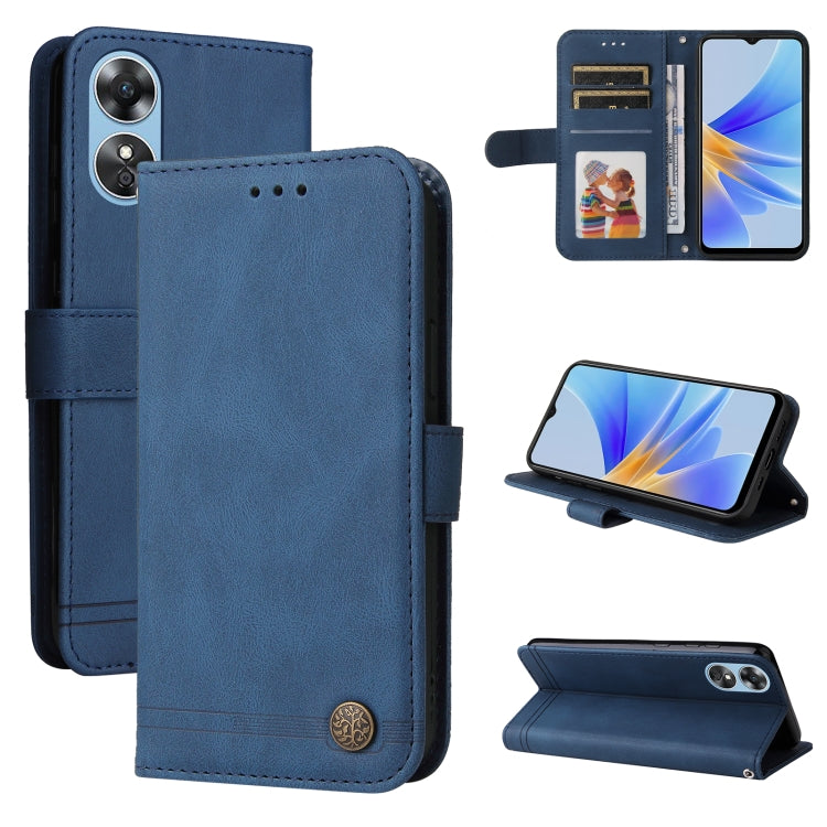 Custodia per telefono in pelle con bottone in metallo con albero della vita Skin Feel, For Huawei nova Y70 / Y70 Plus / Enjoy 50, For Huawei nova Y90 / Enjoy 50 Pro, For Honor X8 5G / X6, For OPPO A17