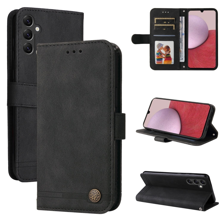 Custodia per telefono in pelle con bottone in metallo con albero della vita Skin Feel, For Samsung Galaxy A14 5G
