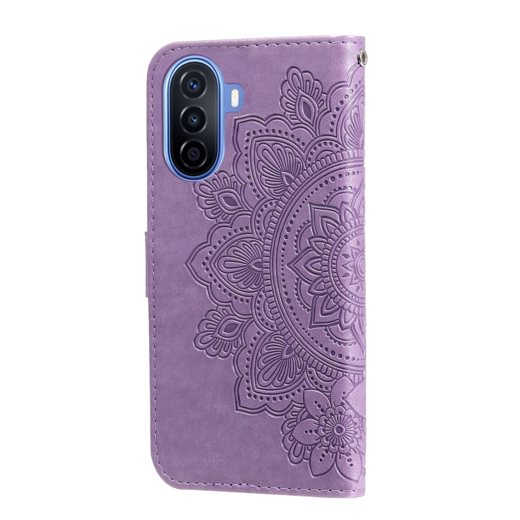 Custodia per telefono in pelle goffrata con fiori a 7 petali, For Huawei nova Y70 / Y70 Plus / Enjoy 50, For Huawei nova Y90 / Enjoy 50 Pro, For Honor X8 5G / X6, For OPPO A17