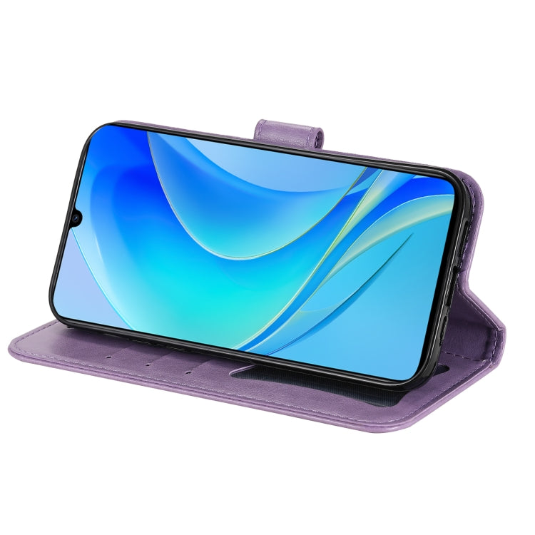 Custodia per telefono in pelle goffrata con fiori a 7 petali, For Huawei nova Y70 / Y70 Plus / Enjoy 50, For Huawei nova Y90 / Enjoy 50 Pro, For Honor X8 5G / X6, For OPPO A17