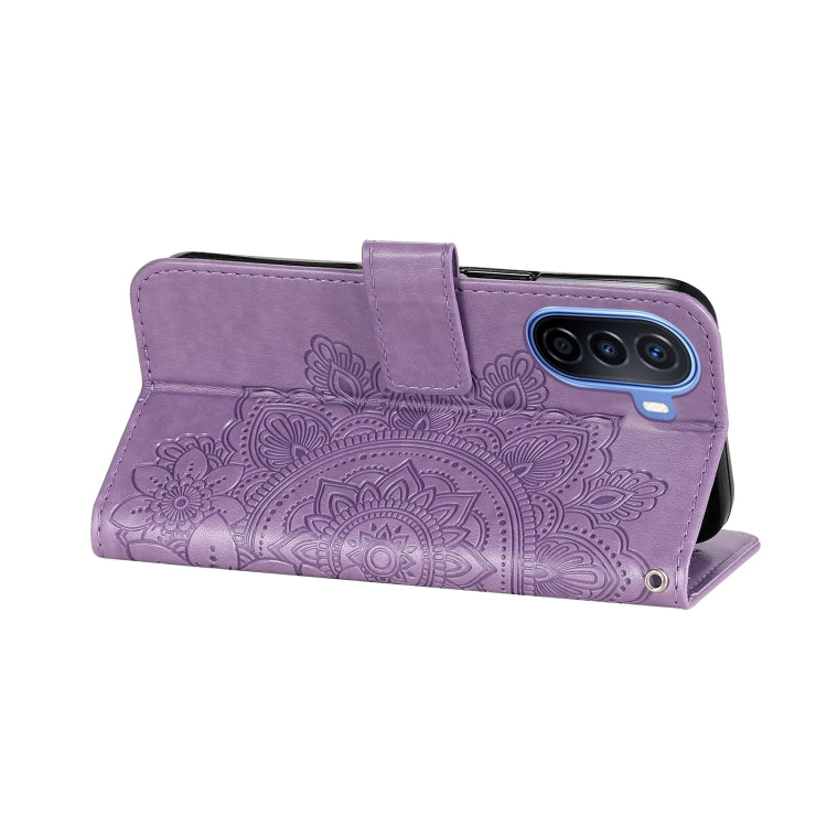 Custodia per telefono in pelle goffrata con fiori a 7 petali, For Huawei nova Y70 / Y70 Plus / Enjoy 50, For Huawei nova Y90 / Enjoy 50 Pro, For Honor X8 5G / X6, For OPPO A17