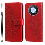 Custodia per telefono in pelle goffrata con fiori a 7 petali, For Huawei nova Y70 / Y70 Plus / Enjoy 50, For Huawei nova Y90 / Enjoy 50 Pro, For Honor X8 5G / X6, For OPPO A17