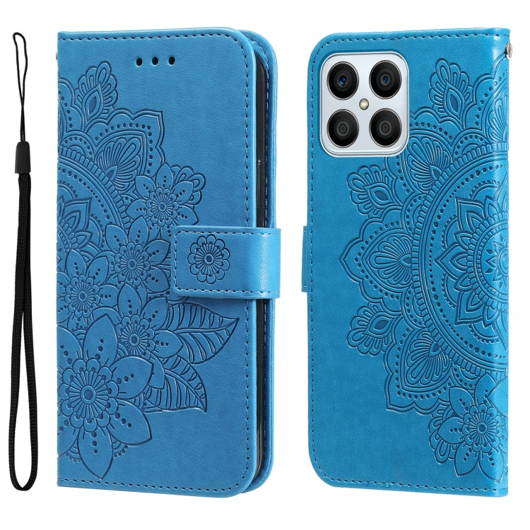 Custodia per telefono in pelle goffrata con fiori a 7 petali, For Huawei nova Y70 / Y70 Plus / Enjoy 50, For Huawei nova Y90 / Enjoy 50 Pro, For Honor X8 5G / X6, For OPPO A17