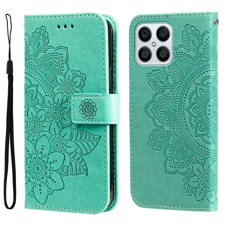 Custodia per telefono in pelle goffrata con fiori a 7 petali, For Huawei nova Y70 / Y70 Plus / Enjoy 50, For Huawei nova Y90 / Enjoy 50 Pro, For Honor X8 5G / X6, For OPPO A17