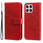 Custodia per telefono in pelle goffrata con fiori a 7 petali, For Huawei nova Y70 / Y70 Plus / Enjoy 50, For Huawei nova Y90 / Enjoy 50 Pro, For Honor X8 5G / X6, For OPPO A17