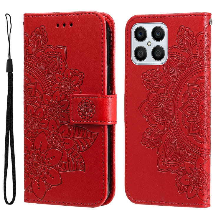 Custodia per telefono in pelle goffrata con fiori a 7 petali, For Huawei nova Y70 / Y70 Plus / Enjoy 50, For Huawei nova Y90 / Enjoy 50 Pro, For Honor X8 5G / X6, For OPPO A17