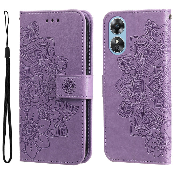 Custodia per telefono in pelle goffrata con fiori a 7 petali, For Huawei nova Y70 / Y70 Plus / Enjoy 50, For Huawei nova Y90 / Enjoy 50 Pro, For Honor X8 5G / X6, For OPPO A17