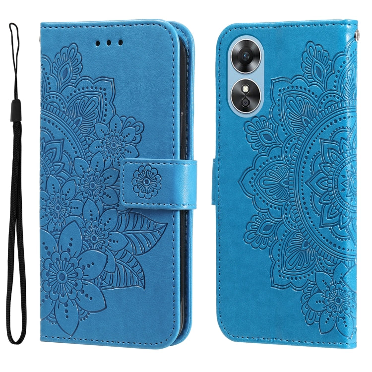 Custodia per telefono in pelle goffrata con fiori a 7 petali, For Huawei nova Y70 / Y70 Plus / Enjoy 50, For Huawei nova Y90 / Enjoy 50 Pro, For Honor X8 5G / X6, For OPPO A17