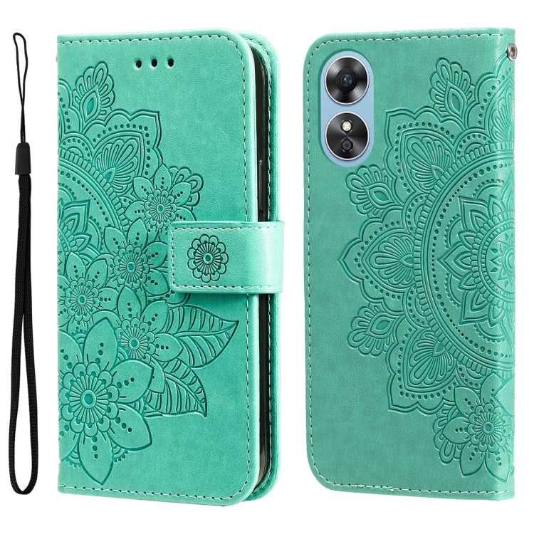 Custodia per telefono in pelle goffrata con fiori a 7 petali, For Huawei nova Y70 / Y70 Plus / Enjoy 50, For Huawei nova Y90 / Enjoy 50 Pro, For Honor X8 5G / X6, For OPPO A17