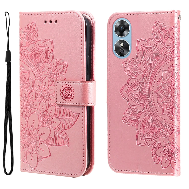 Custodia per telefono in pelle goffrata con fiori a 7 petali, For Huawei nova Y70 / Y70 Plus / Enjoy 50, For Huawei nova Y90 / Enjoy 50 Pro, For Honor X8 5G / X6, For OPPO A17