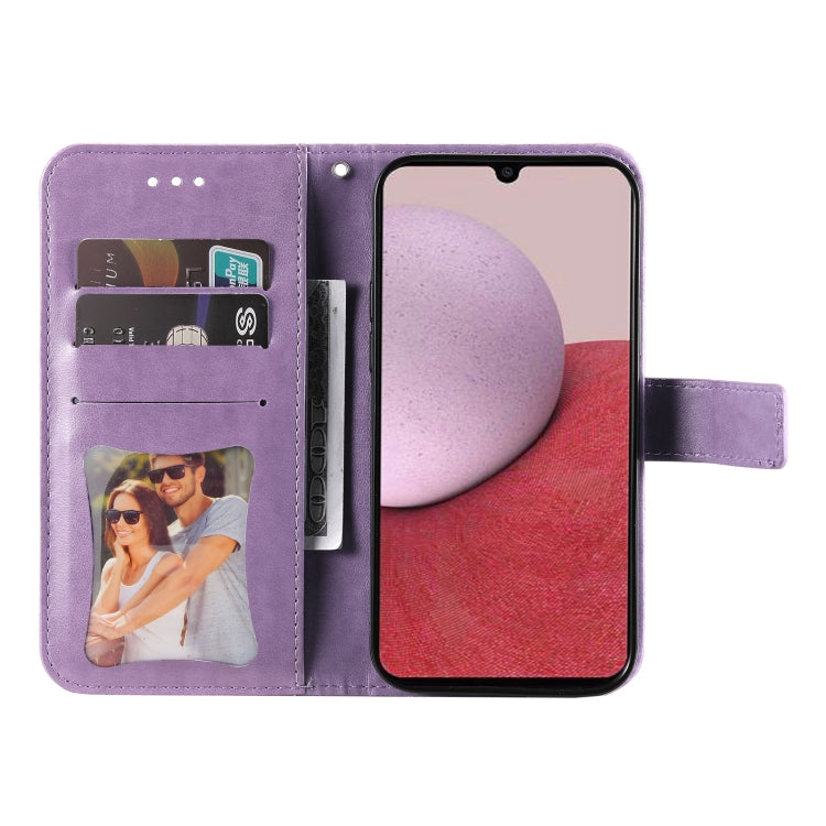 Custodia per telefono in pelle goffrata con fiori a 7 petali, For Samsung Galaxy A14 5G