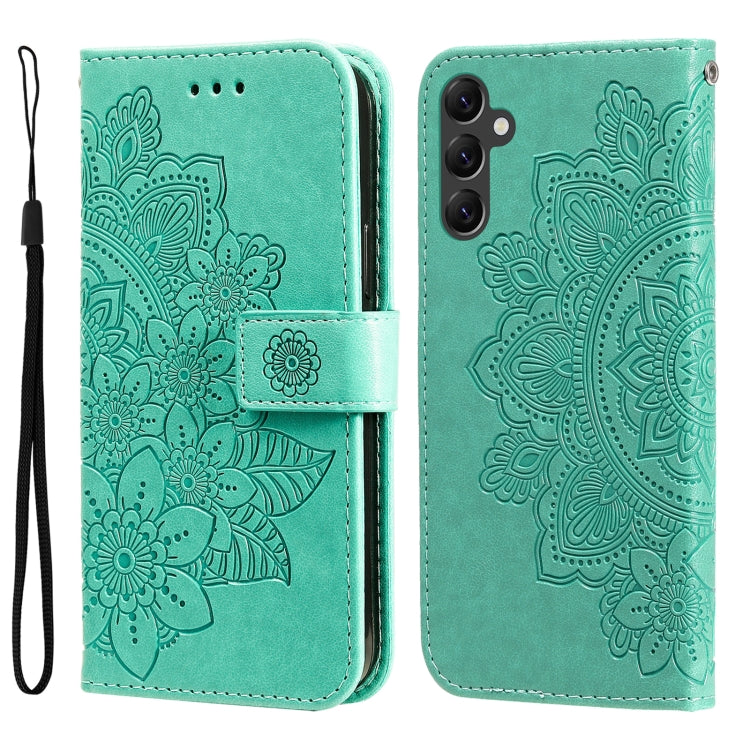 Custodia per telefono in pelle goffrata con fiori a 7 petali, For Samsung Galaxy A14 5G