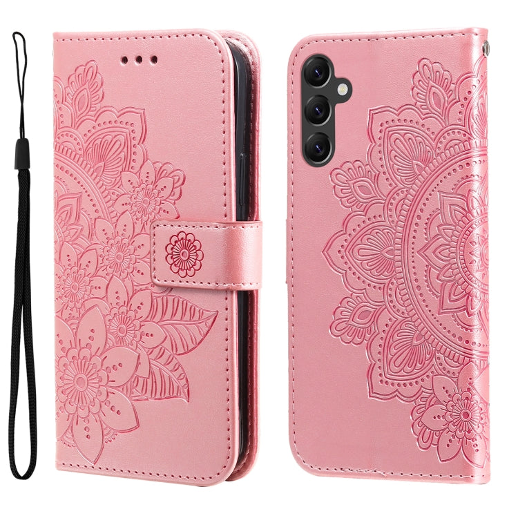 Custodia per telefono in pelle goffrata con fiori a 7 petali, For Samsung Galaxy A14 5G