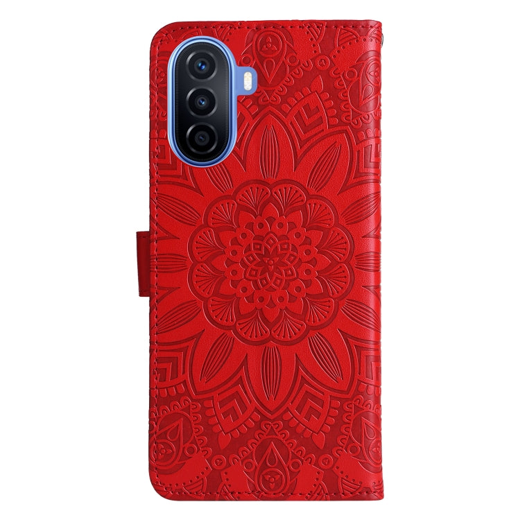 Custodia per telefono in pelle di girasole goffrata, For Huawei nova Y70 / Y70 Plus / Enjoy 50, For Huawei nova Y90 / Enjoy 50 Pro, For Honor X8 5G / X6, For OPPO A17