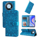 Custodia per telefono in pelle di girasole goffrata, For Huawei nova Y70 / Y70 Plus / Enjoy 50, For Huawei nova Y90 / Enjoy 50 Pro, For Honor X8 5G / X6, For OPPO A17