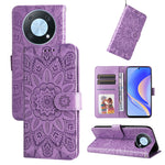 Custodia per telefono in pelle di girasole goffrata, For Huawei nova Y70 / Y70 Plus / Enjoy 50, For Huawei nova Y90 / Enjoy 50 Pro, For Honor X8 5G / X6, For OPPO A17