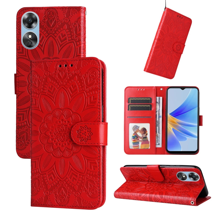 Custodia per telefono in pelle di girasole goffrata, For Huawei nova Y70 / Y70 Plus / Enjoy 50, For Huawei nova Y90 / Enjoy 50 Pro, For Honor X8 5G / X6, For OPPO A17