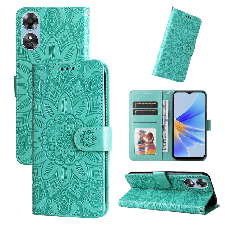 Custodia per telefono in pelle di girasole goffrata, For Huawei nova Y70 / Y70 Plus / Enjoy 50, For Huawei nova Y90 / Enjoy 50 Pro, For Honor X8 5G / X6, For OPPO A17