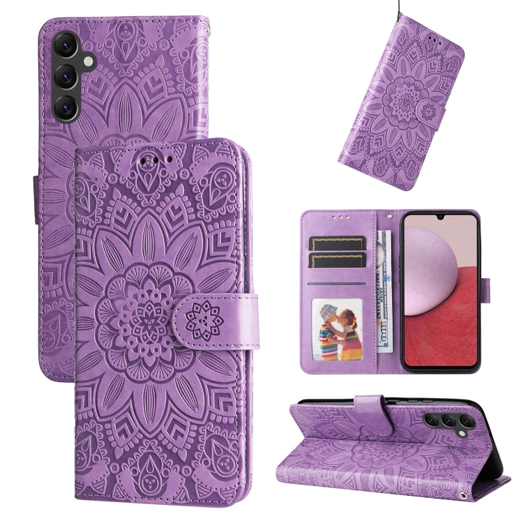 Custodia per telefono in pelle di girasole goffrata, For Samsung Galaxy A14 5G
