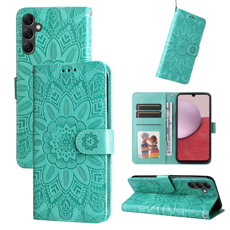 Custodia per telefono in pelle di girasole goffrata, For Samsung Galaxy A14 5G