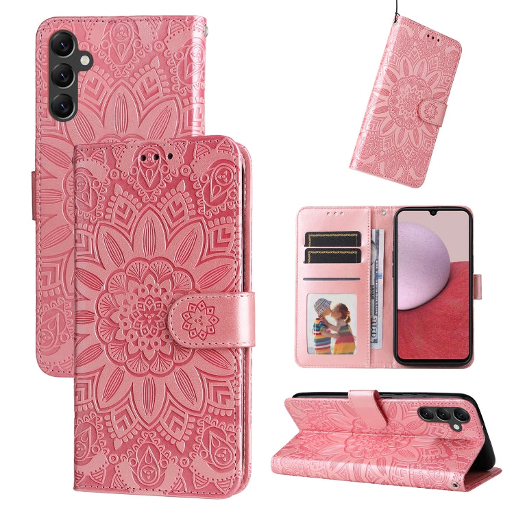 Custodia per telefono in pelle di girasole goffrata, For Samsung Galaxy A14 5G