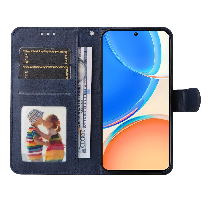 Custodia per telefono in pelle a conchiglia con struttura in vitello classico, For Honor X8 5G / X6