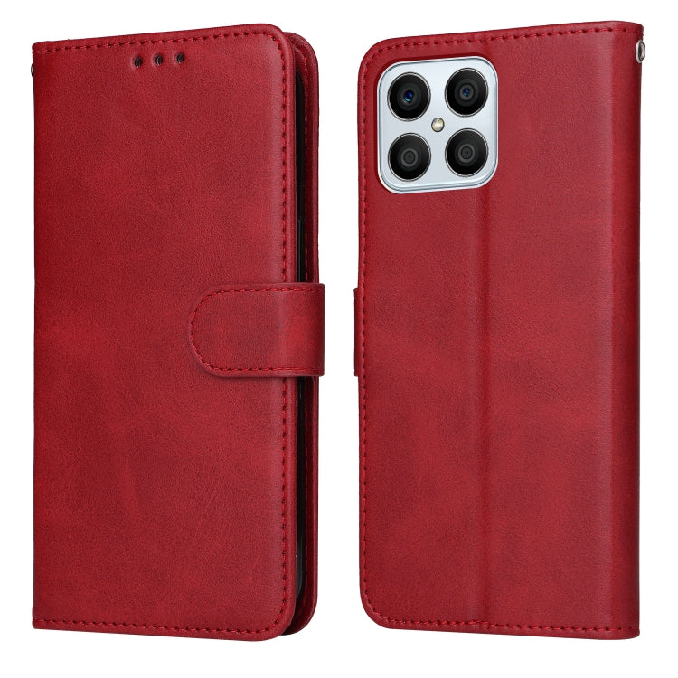 Custodia per telefono in pelle a conchiglia con struttura in vitello classico, For Honor X8 5G / X6