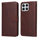 Custodia per telefono in pelle a conchiglia con struttura in vitello classico, For Honor X8 5G / X6