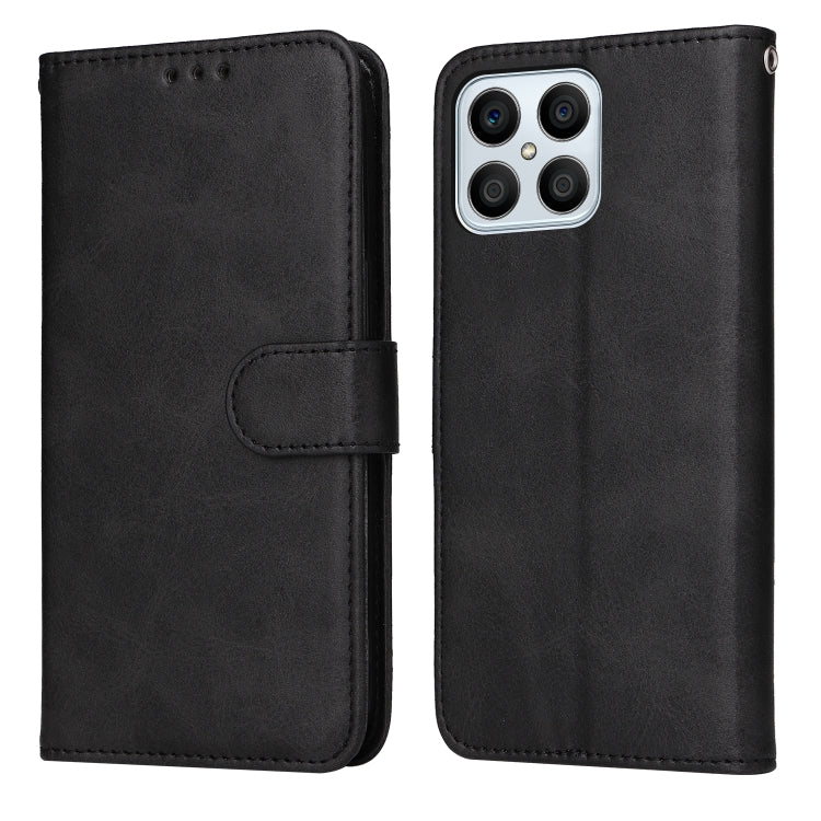 Custodia per telefono in pelle a conchiglia con struttura in vitello classico, For Honor X8 5G / X6