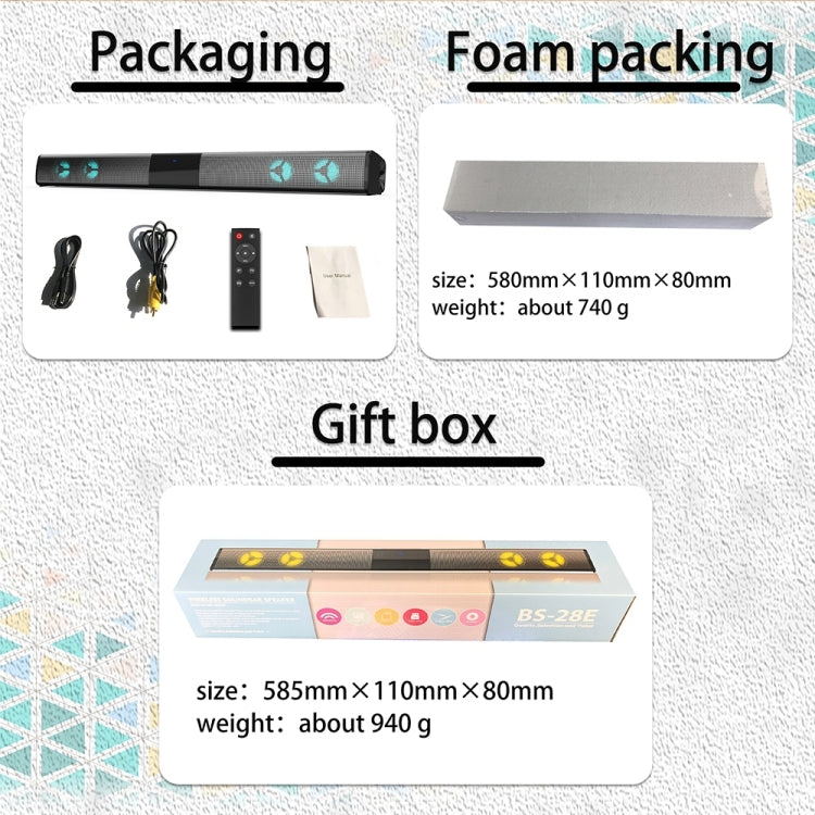 Altoparlante Bluetooth con luce d'atmosfera colorata RGB BS-28E, BS-28E