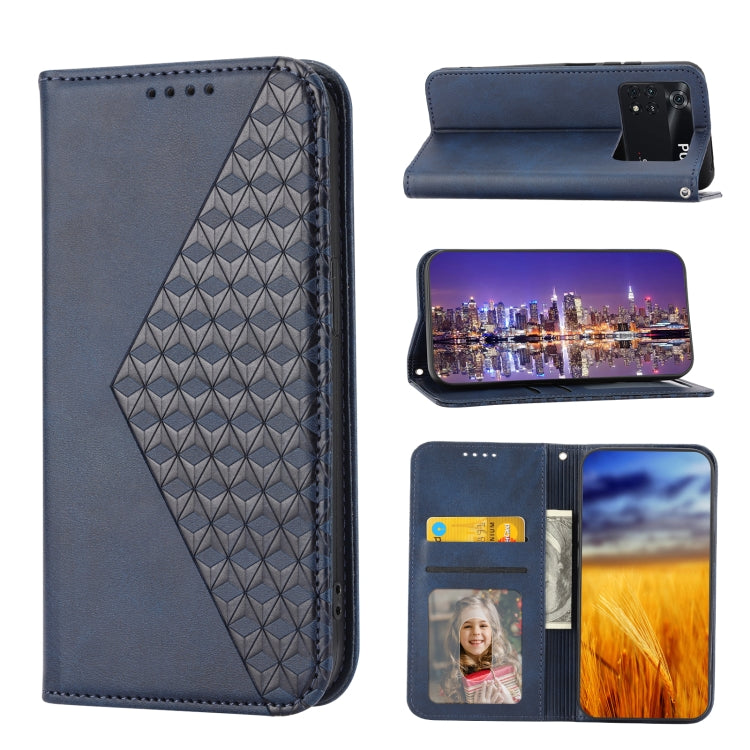 Custodia per telefono in pelle con chiusura magnetica a griglia cubica in vitello, For Xiaomi Redmi Note 10 4G/Note 10S 4G/Poco M5s 4G/Redmi Note 11SE India, For Xiaomi Redmi Note 10 4G/Note 10S 4G, For Xiaomi Redmi Note 10 Pro                         ...