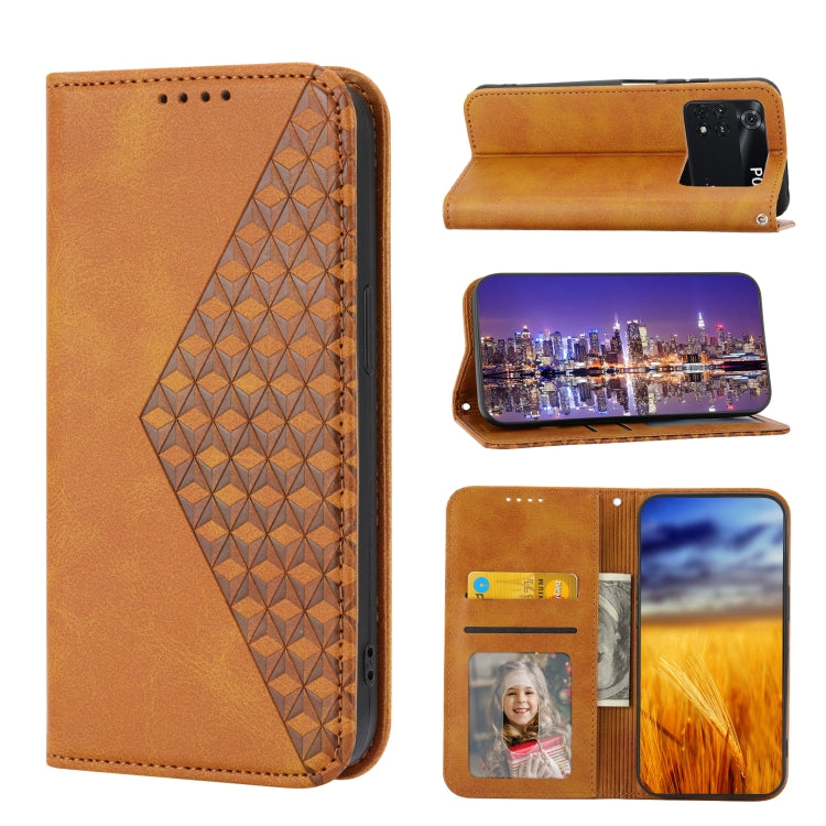 Custodia per telefono in pelle con chiusura magnetica a griglia cubica in vitello, For Xiaomi Redmi Note 10 4G/Note 10S 4G/Poco M5s 4G/Redmi Note 11SE India, For Xiaomi Redmi Note 10 4G/Note 10S 4G, For Xiaomi Redmi Note 10 Pro                         ...