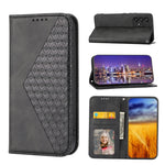 Custodia per telefono in pelle con chiusura magnetica a griglia cubica in vitello, For Samsung Galaxy A23 4G/5G/M13 4G/F23/M23 5G, For Samsung Galaxy A33 5G, For Samsung Galaxy A23e/A23S/A23 5G/A22e, For Samsung Galaxy A14 5G