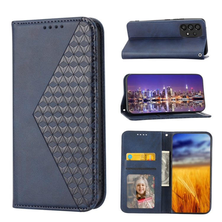 Custodia per telefono in pelle con chiusura magnetica a griglia cubica in vitello, For Samsung Galaxy A23 4G/5G/M13 4G/F23/M23 5G, For Samsung Galaxy A33 5G, For Samsung Galaxy A23e/A23S/A23 5G/A22e, For Samsung Galaxy A14 5G