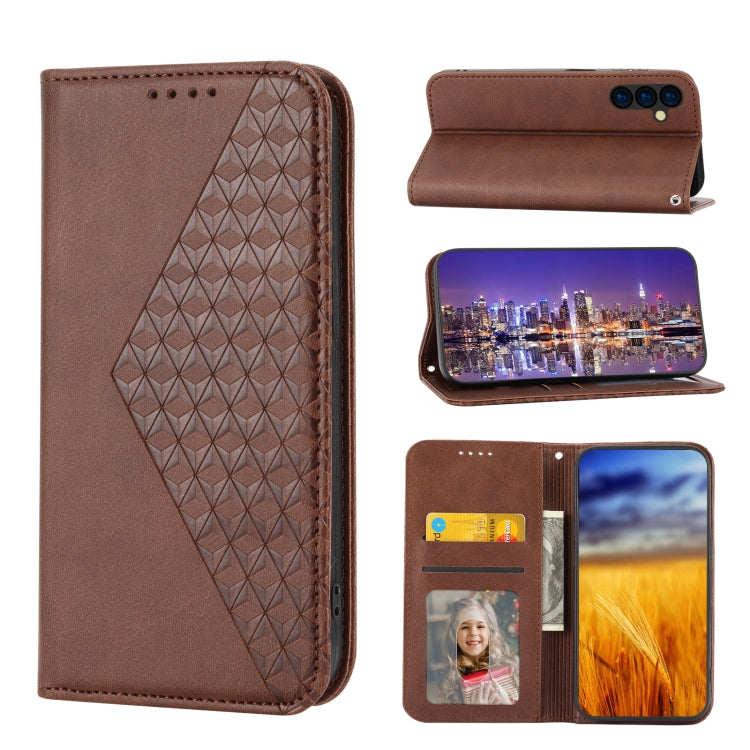 Custodia per telefono in pelle con chiusura magnetica a griglia cubica in vitello, For Samsung Galaxy A23 4G/5G/M13 4G/F23/M23 5G, For Samsung Galaxy A33 5G, For Samsung Galaxy A23e/A23S/A23 5G/A22e, For Samsung Galaxy A14 5G