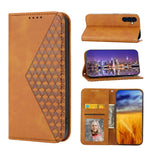 Custodia per telefono in pelle con chiusura magnetica a griglia cubica in vitello, For Samsung Galaxy A23 4G/5G/M13 4G/F23/M23 5G, For Samsung Galaxy A33 5G, For Samsung Galaxy A23e/A23S/A23 5G/A22e, For Samsung Galaxy A14 5G