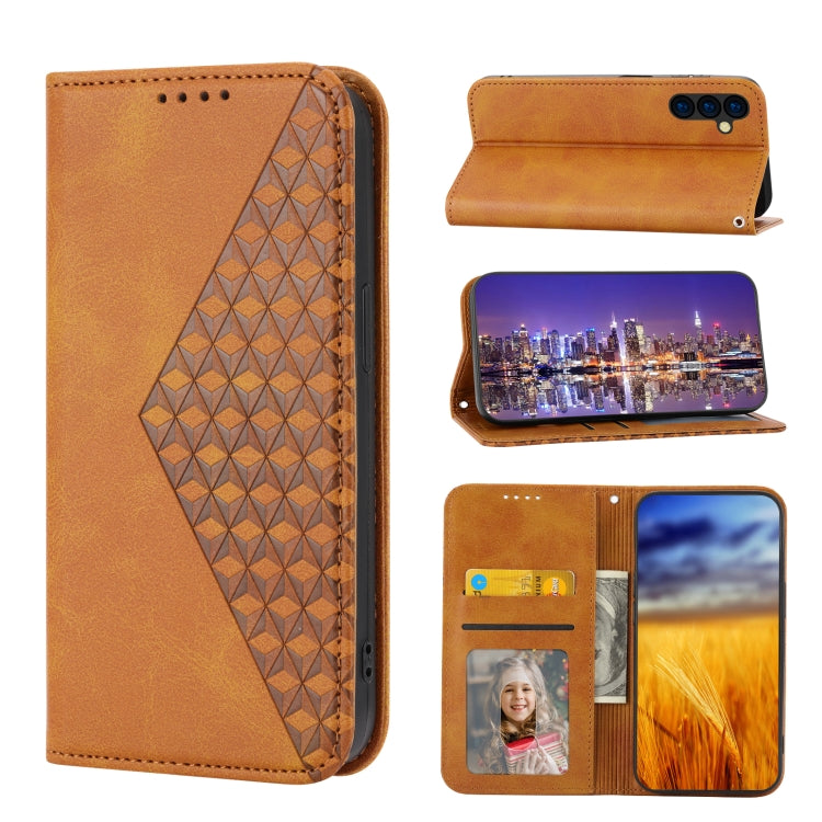 Custodia per telefono in pelle con chiusura magnetica a griglia cubica in vitello, For Samsung Galaxy A23 4G/5G/M13 4G/F23/M23 5G, For Samsung Galaxy A33 5G, For Samsung Galaxy A23e/A23S/A23 5G/A22e, For Samsung Galaxy A14 5G