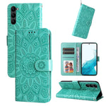 Custodia per telefono in pelle di girasole goffrata, For Samsung Galaxy S23 5G, For Samsung Galaxy S23+ 5G, For Samsung Galaxy S23 Ultra 5G