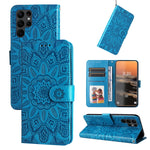 Custodia per telefono in pelle di girasole goffrata, For Samsung Galaxy S23 5G, For Samsung Galaxy S23+ 5G, For Samsung Galaxy S23 Ultra 5G