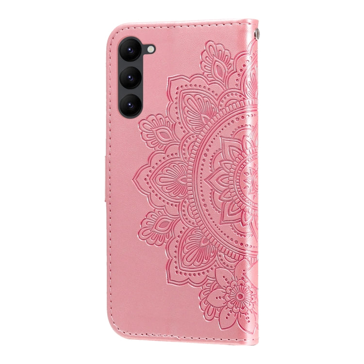 Custodia per telefono in pelle goffrata con fiori a 7 petali, For Samsung Galaxy S23 5G, For Samsung Galaxy S23+ 5G, For Samsung Galaxy S23 Ultra 5G
