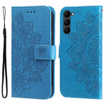 Custodia per telefono in pelle goffrata con fiori a 7 petali, For Samsung Galaxy S23 5G, For Samsung Galaxy S23+ 5G, For Samsung Galaxy S23 Ultra 5G