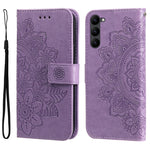 Custodia per telefono in pelle goffrata con fiori a 7 petali, For Samsung Galaxy S23 5G, For Samsung Galaxy S23+ 5G, For Samsung Galaxy S23 Ultra 5G
