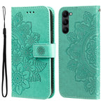 Custodia per telefono in pelle goffrata con fiori a 7 petali, For Samsung Galaxy S23 5G, For Samsung Galaxy S23+ 5G, For Samsung Galaxy S23 Ultra 5G