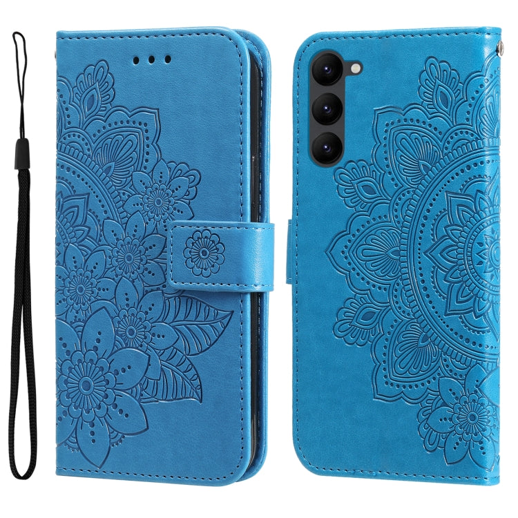 Custodia per telefono in pelle goffrata con fiori a 7 petali, For Samsung Galaxy S23 5G, For Samsung Galaxy S23+ 5G, For Samsung Galaxy S23 Ultra 5G