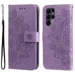 Custodia per telefono in pelle goffrata con fiori a 7 petali, For Samsung Galaxy S23 5G, For Samsung Galaxy S23+ 5G, For Samsung Galaxy S23 Ultra 5G