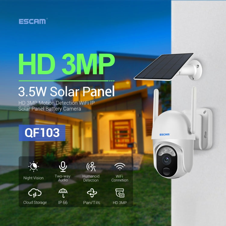 Telecamera IP ESCAM QF103 3MP con pannello solare