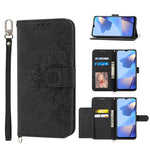 Custodia per telefono in pelle con portafoglio in rilievo con fiori al tatto, For Samsung Galaxy A22 5G/A22s/F42 5G