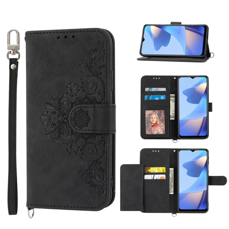 Custodia per telefono in pelle con portafoglio in rilievo con fiori al tatto, For Samsung Galaxy A22 5G/A22s/F42 5G